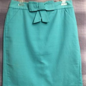 J Crew Turquoise Bow Skirt Sz 6